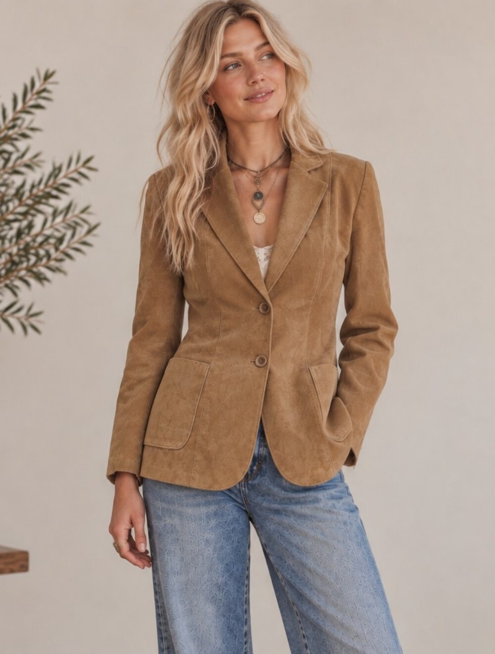 Vintage 90s Leather Attic Jacket Camel Brown Leather Blazer Academia Canada S/XS